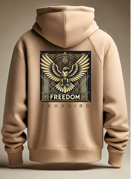 BEIGE FREEDOM 3D EAGLE PRINTED PREMIUM HOODIE