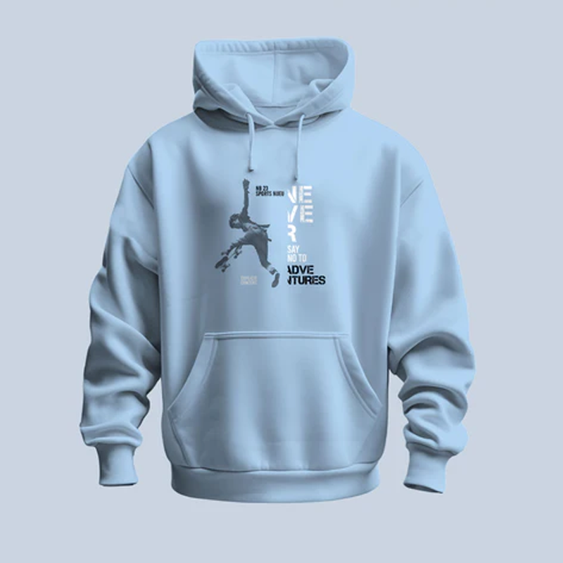 Never Say No Printed Hoodie - Bold Comfort & Style (SKY Blue)