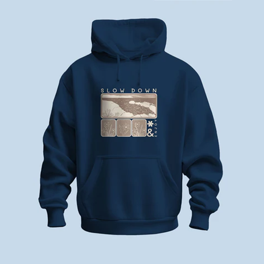 Slow Down V2 Printed Hoodie Navy Blue