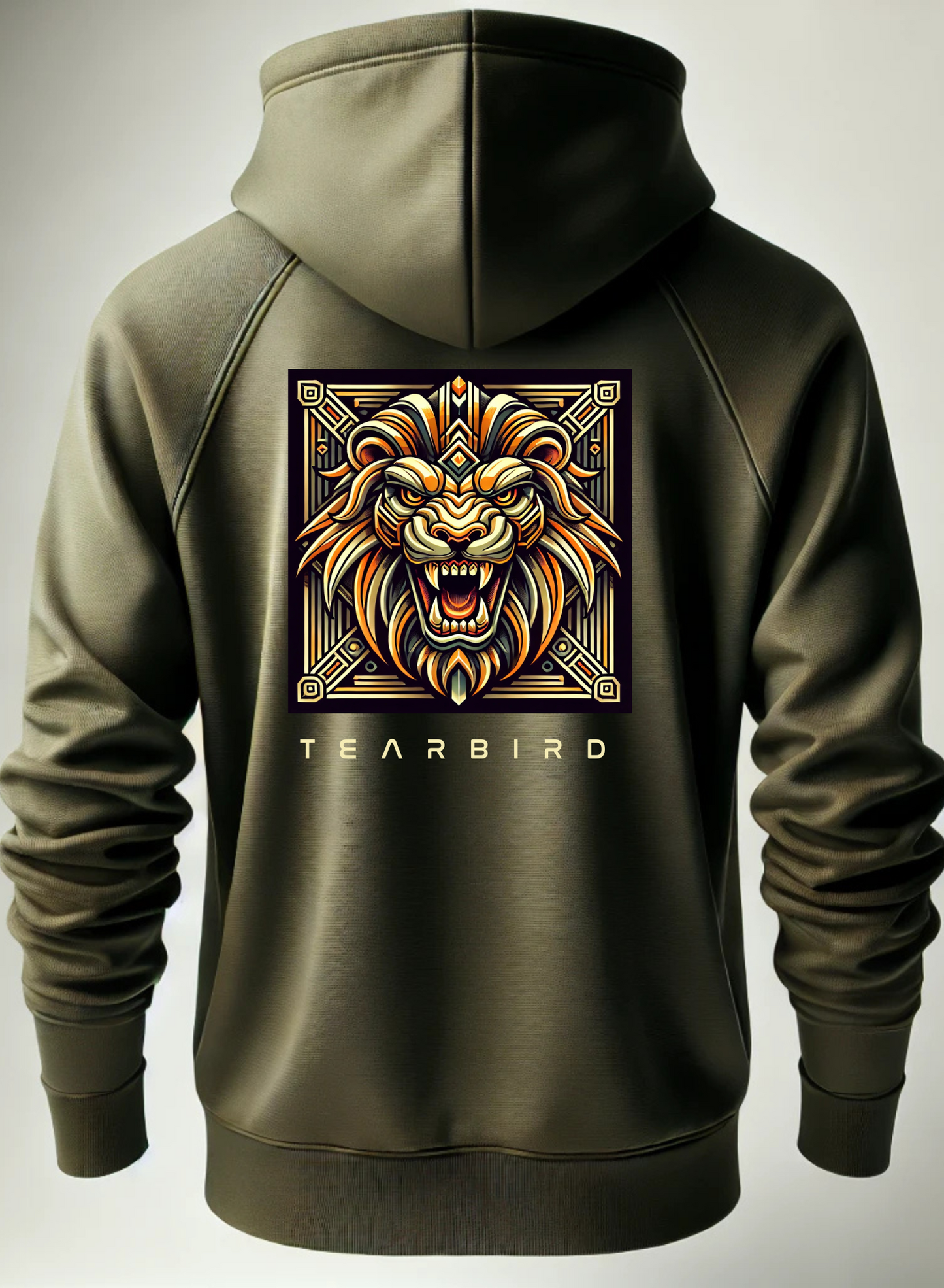 OLIVE GREEN 3D LION PRINTED PREMIUM HOODIE